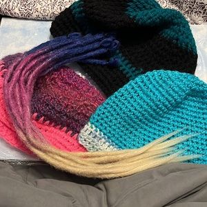 10 ombré blue to dark pink to blonde with loose ends